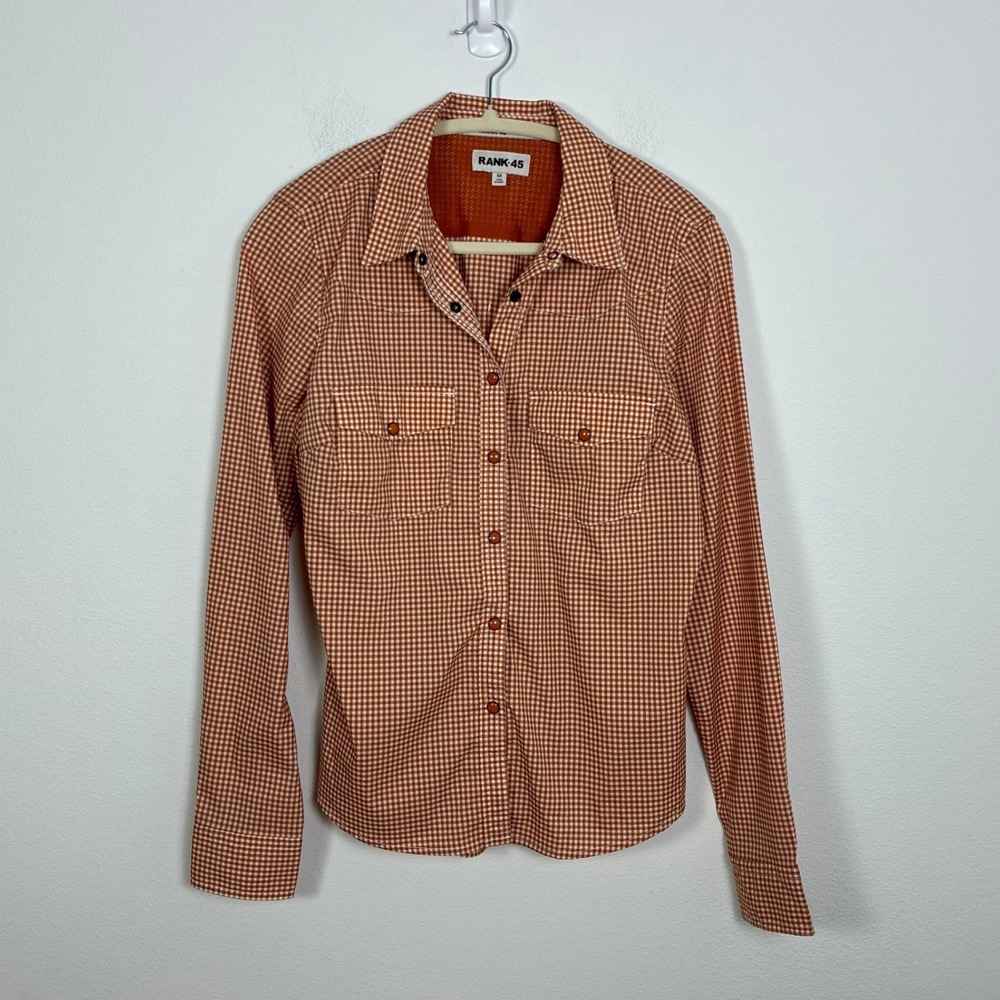 RANK 45 Gingham Long Sleeve Vented Western Performance Snap Shirt Men's M